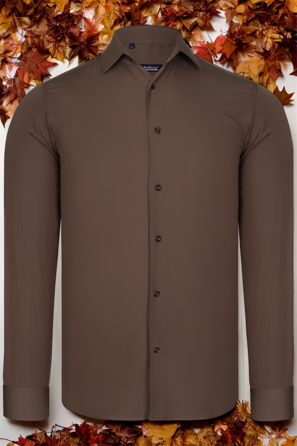 G726 DEWBERRY MEN&#039;S SHIRT-PLAIN BROWN