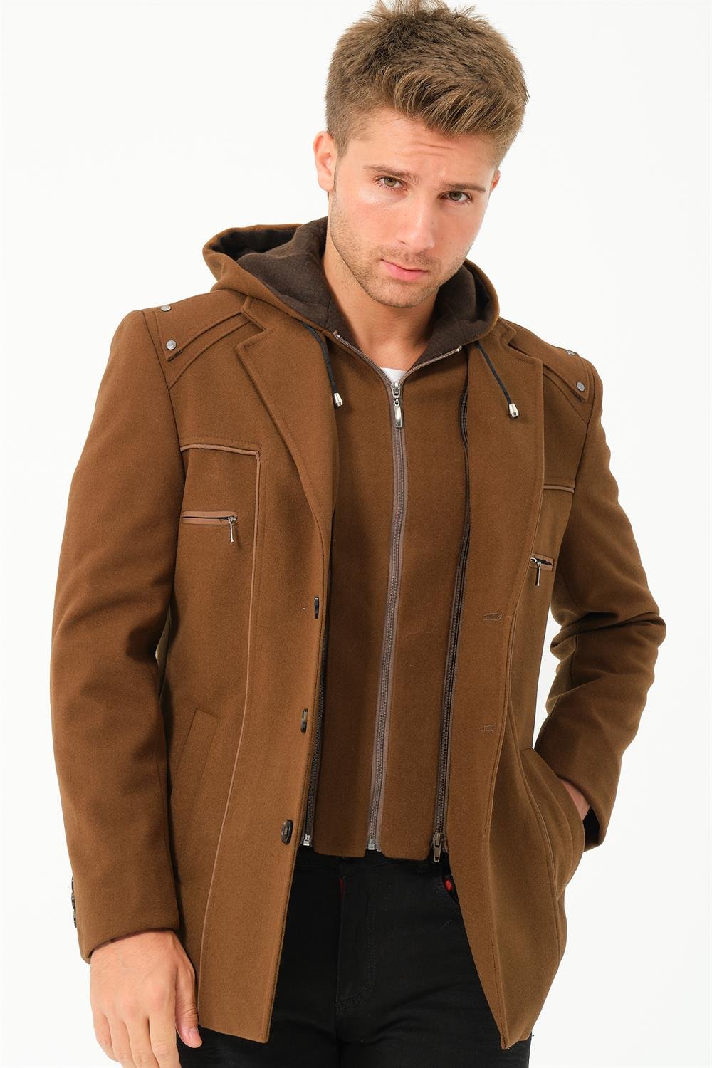 K7532 DEWBERRY MEN&#039;S COAT-PLAIN CAMEL