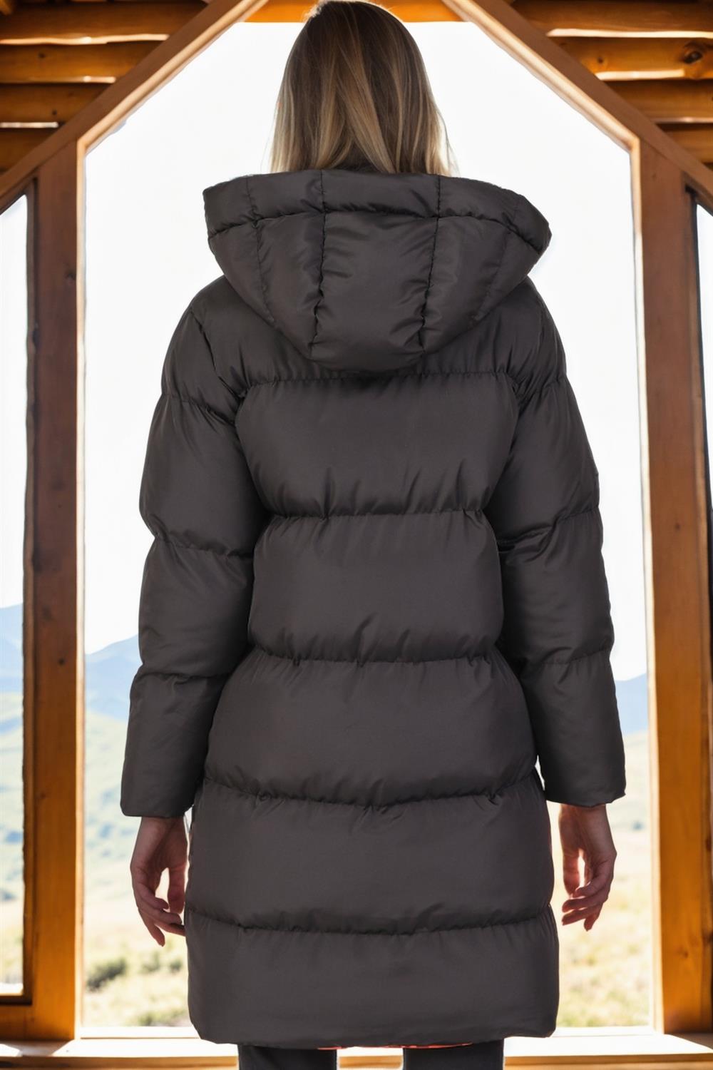 Z6687 DEWBERRY WOMEN'S COAT-BLACK-ORANGE-1