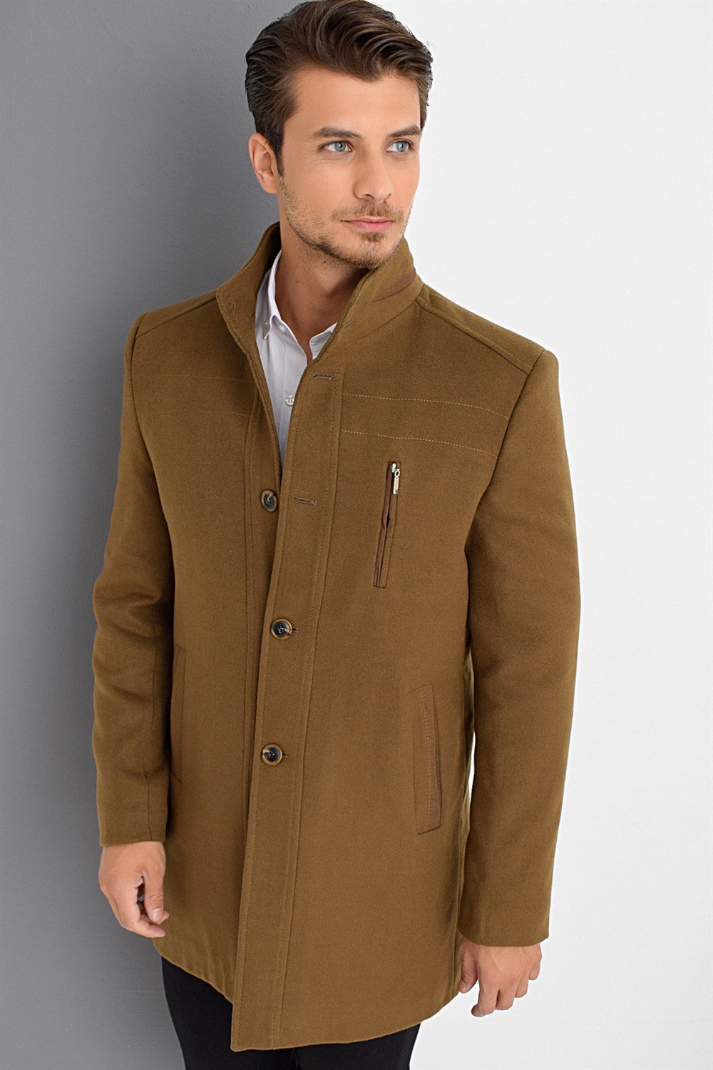 PLT8386 DEWBERRY MEN&#039;S COAT-CAMEL