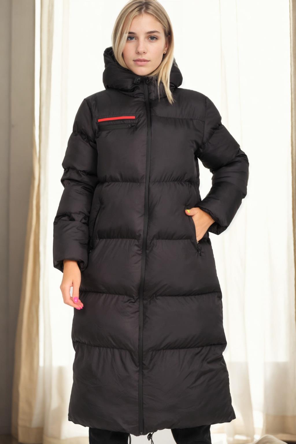 Z6756 DEWBERRY LADIES INFLATABLE COAT-BLACK-1