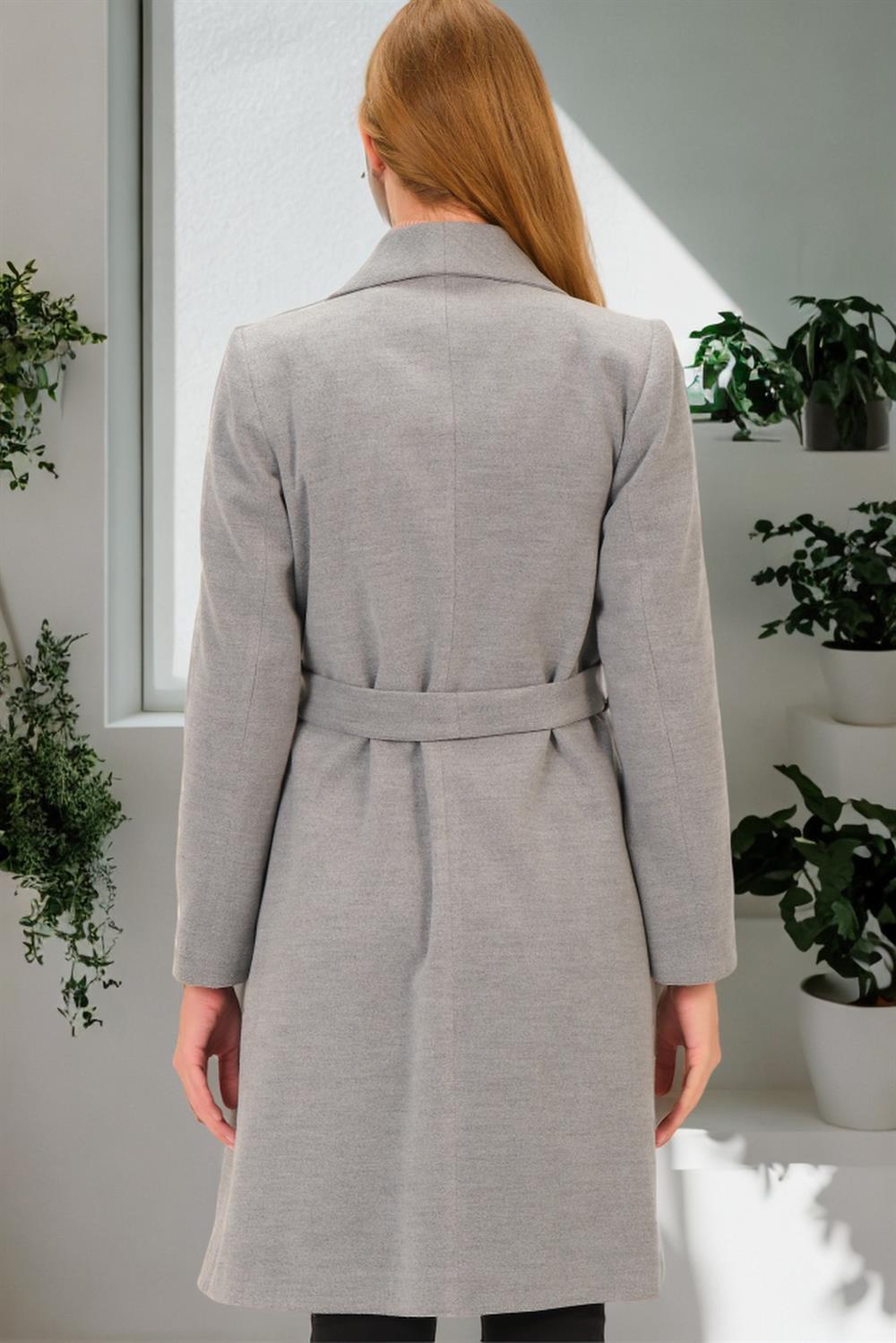 Z6639 DEWBERRY LADIES' COAT-PLAIN GREY