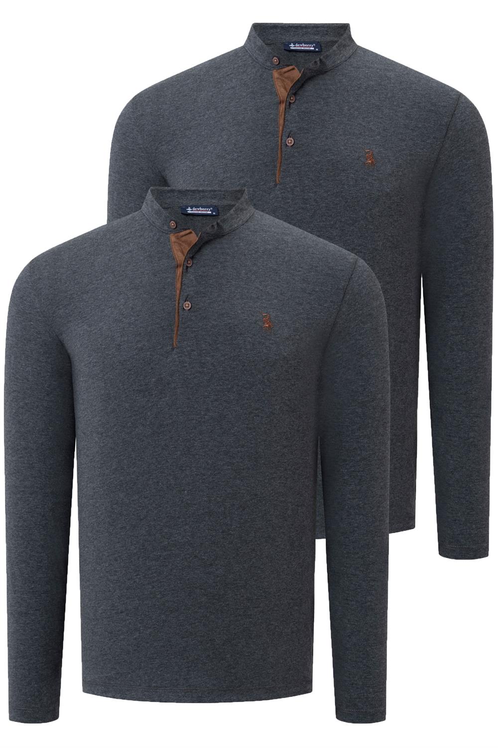 DOUBLE SET V4009 DEWBERRY MEN&#039;S SWEATSHIRT-ANTHRACITE-ANTHRACITE