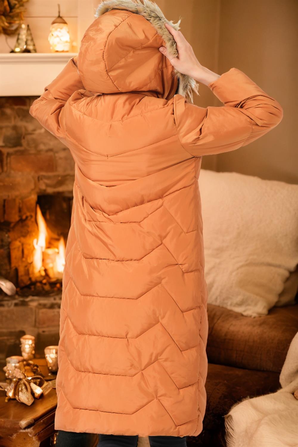 Z6751 DEWBERRY LADIES' COAT-PLAIN CAMEL