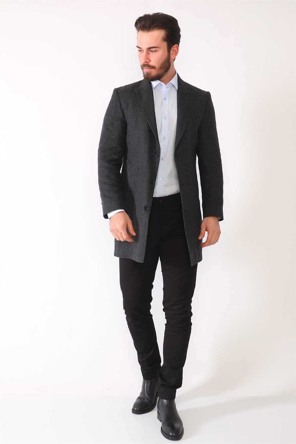 PLT8390 DEWBERRY MEN&#039;S COAT-PATTERNED ANTHRACITE