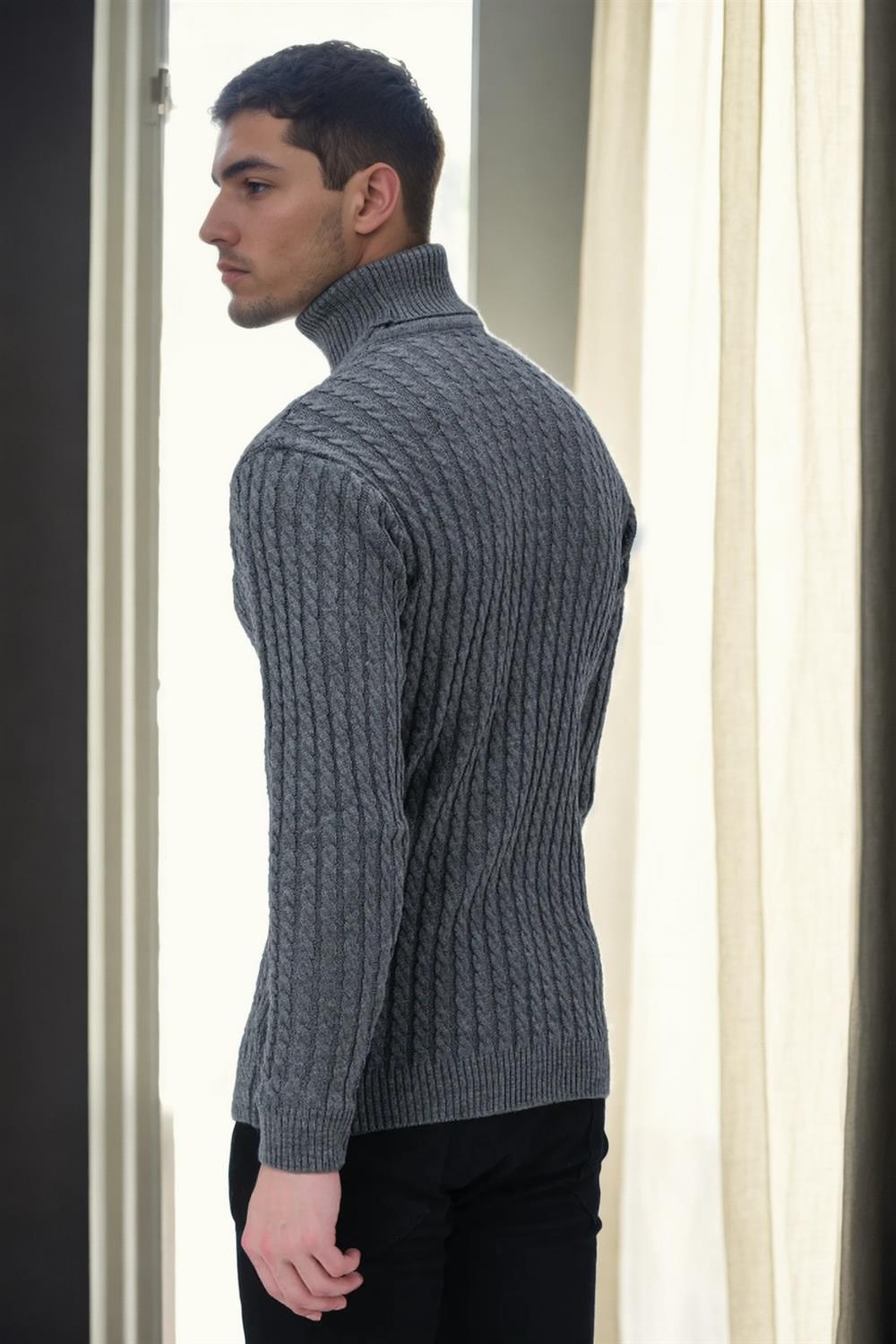 19295 Dewberry Turtleneck Mens Sweater-DARK GREY