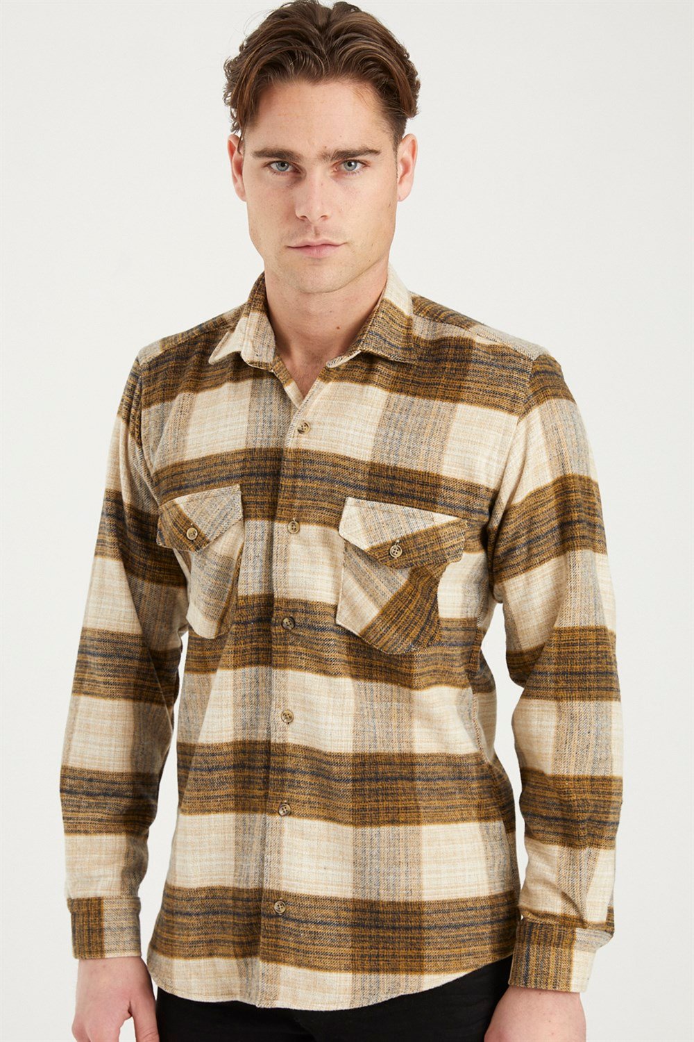 G697 DEWBERRY MEN&#039;S SHIRT-BEIGE