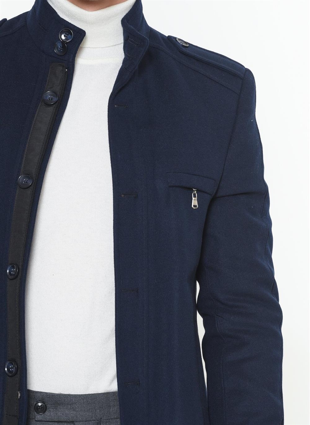 PLT8378 DEWBERRY MEN&#039;S COAT-PLAIN NAVY BLUE