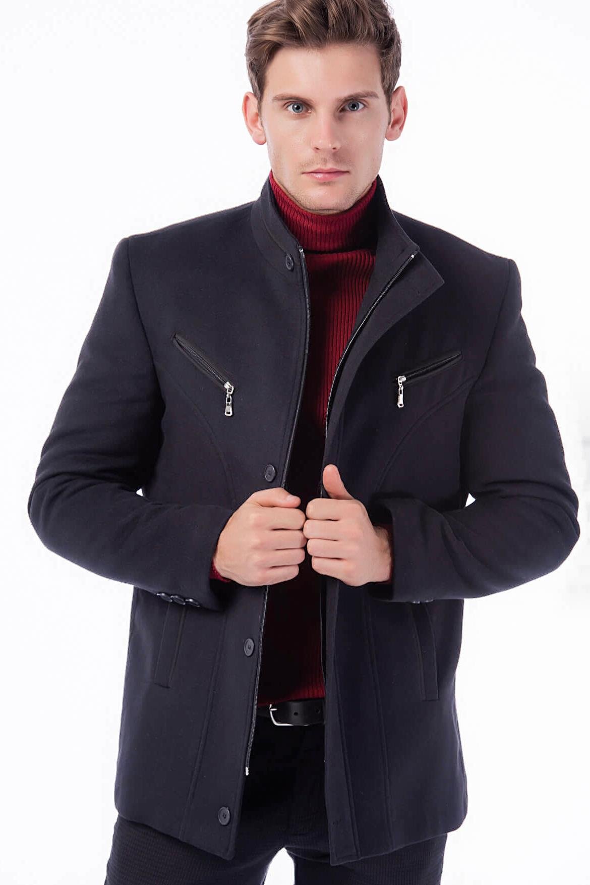 Pánsky kabát Dewberry, tmavomodrý