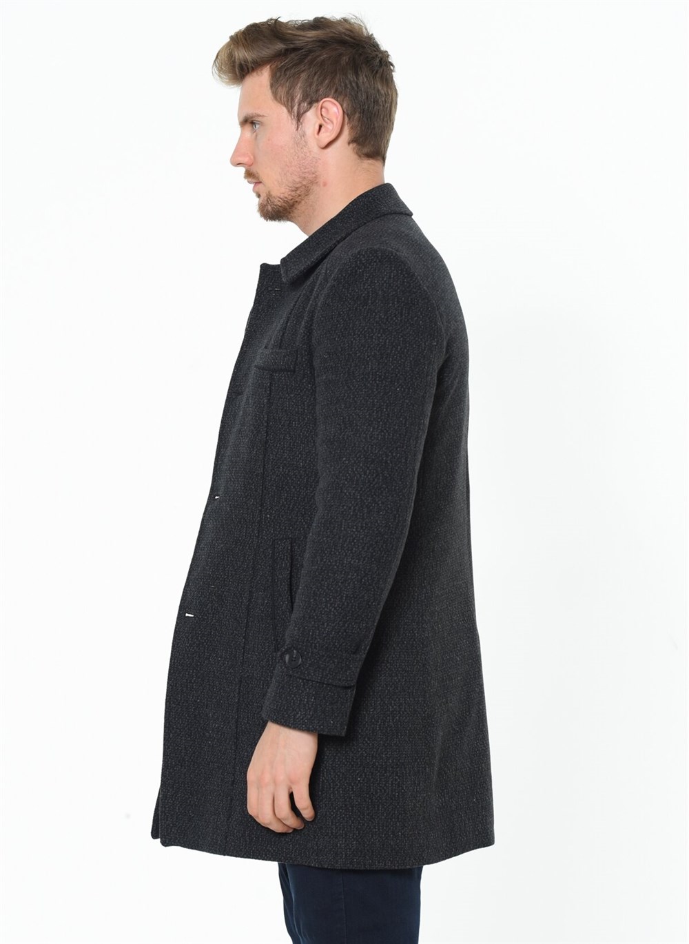 PLT7226 DEWBERRY BATTAL COAT-PATTERNED ANTHRACITE