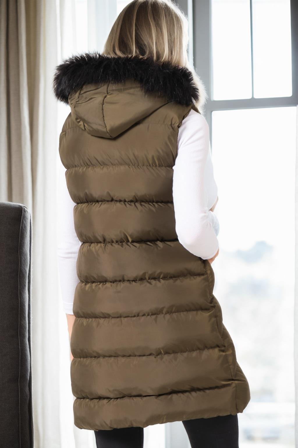 Z6761 DEWBERRY WOMEN'S VEST-KHAKI-1