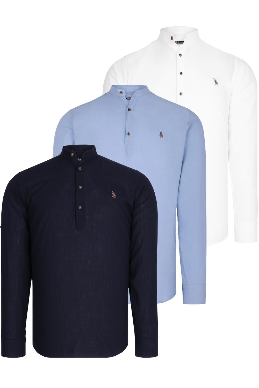 TRIPLE SET G783 DEWBERRY JUDGE COLLAR SHIRT-NAVY-BLUE-WHITE-BLUE