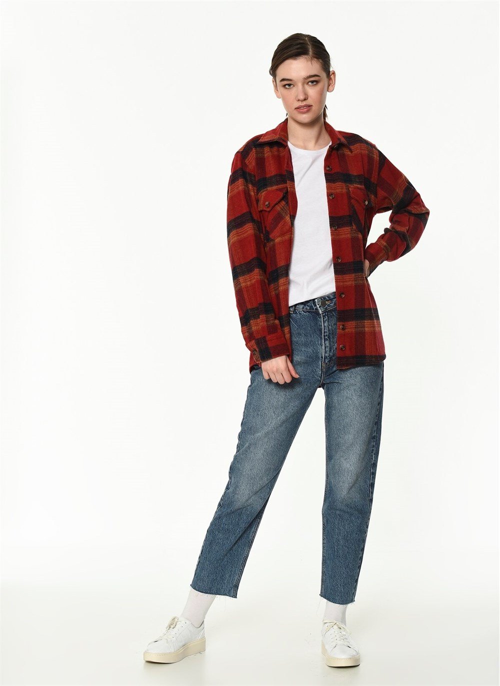 Z6663 DEWBERRY LADIES SHIRT-RED