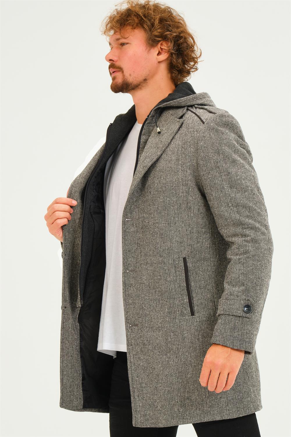 PLT8401 DEWBERRY MEN&#039;S COAT-DIAGONAL GREY
