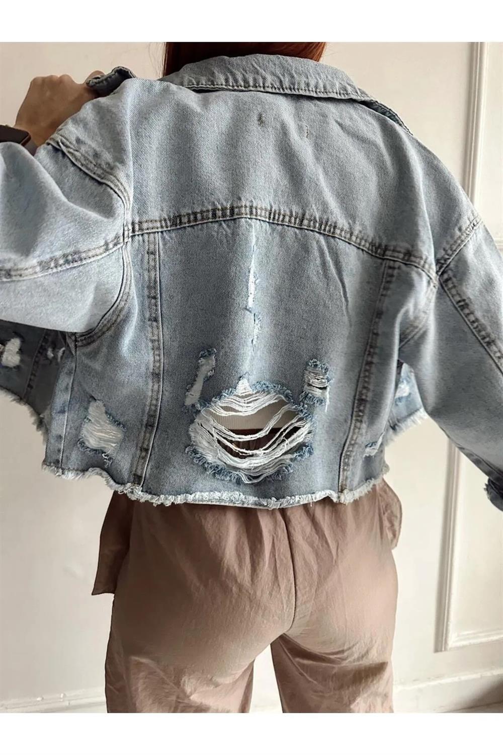 90767 Dewberry Ice Blue Laser Denim Jacket-BLUE