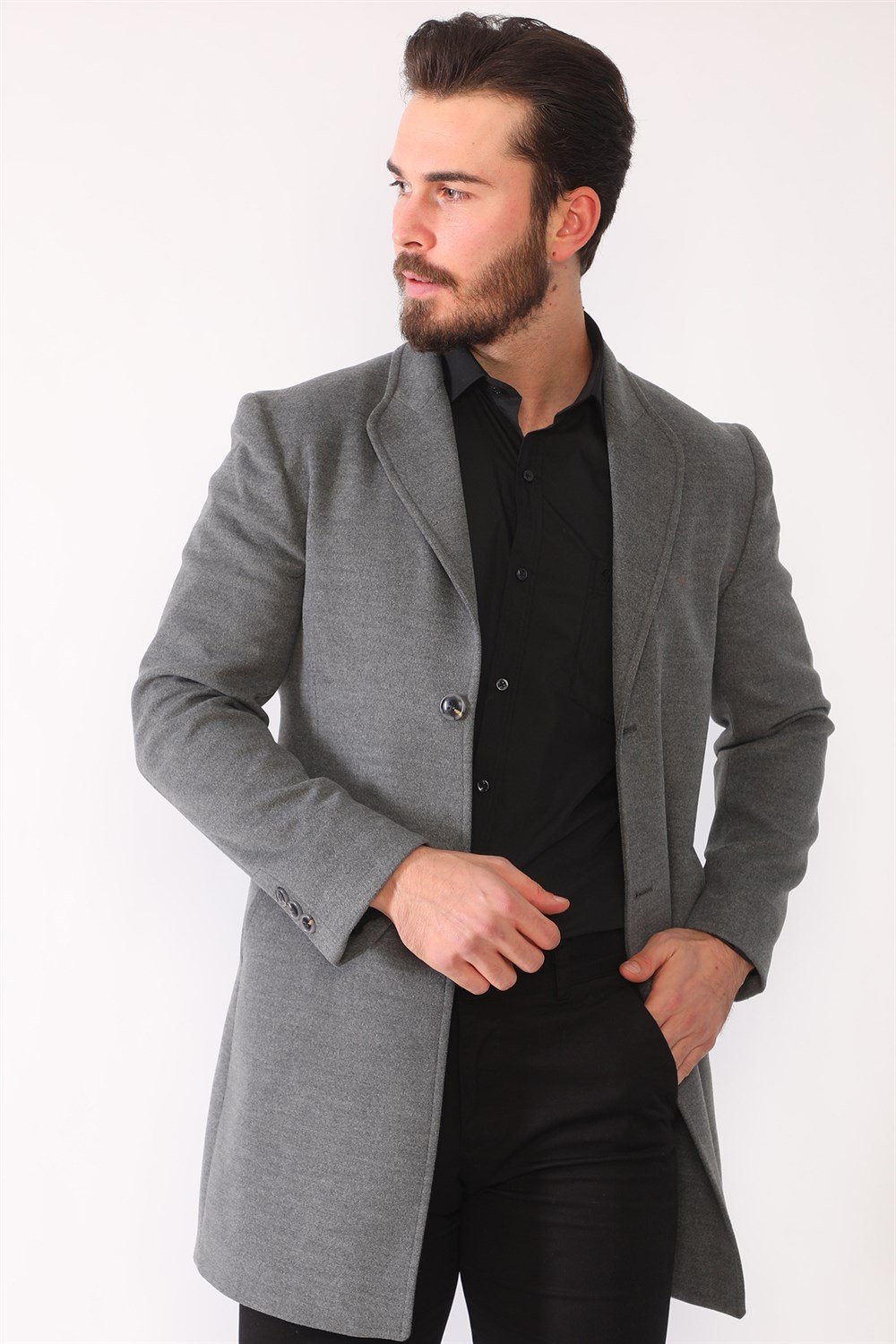 PLT8398 DEWBERRY MEN&#039;S COAT-DARK GREY