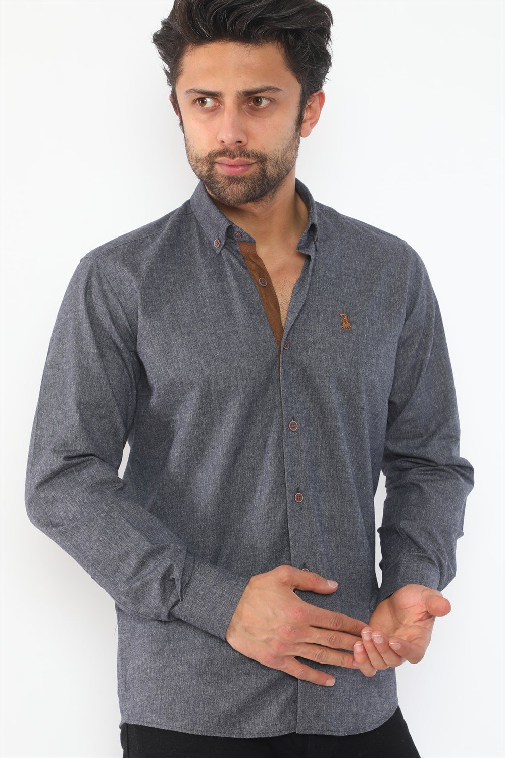 G713 DEWBERRY MEN&#039;S SHIRT-BLACK