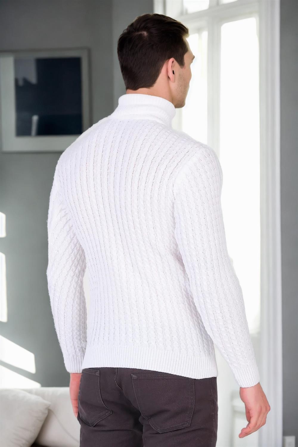 19295 Dewberry Turtleneck Mens Sweater-WHITE