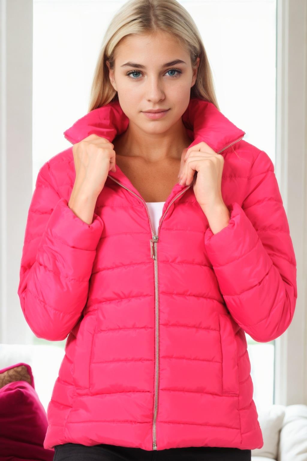 Z9746 DEWBERRY WOMEN&#039;S COAT-FUCHSIA