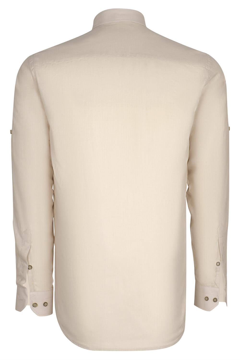 DOUBLE SET G721 DEWBERRY MEN'S SHIRT-WHITE-BEIGE