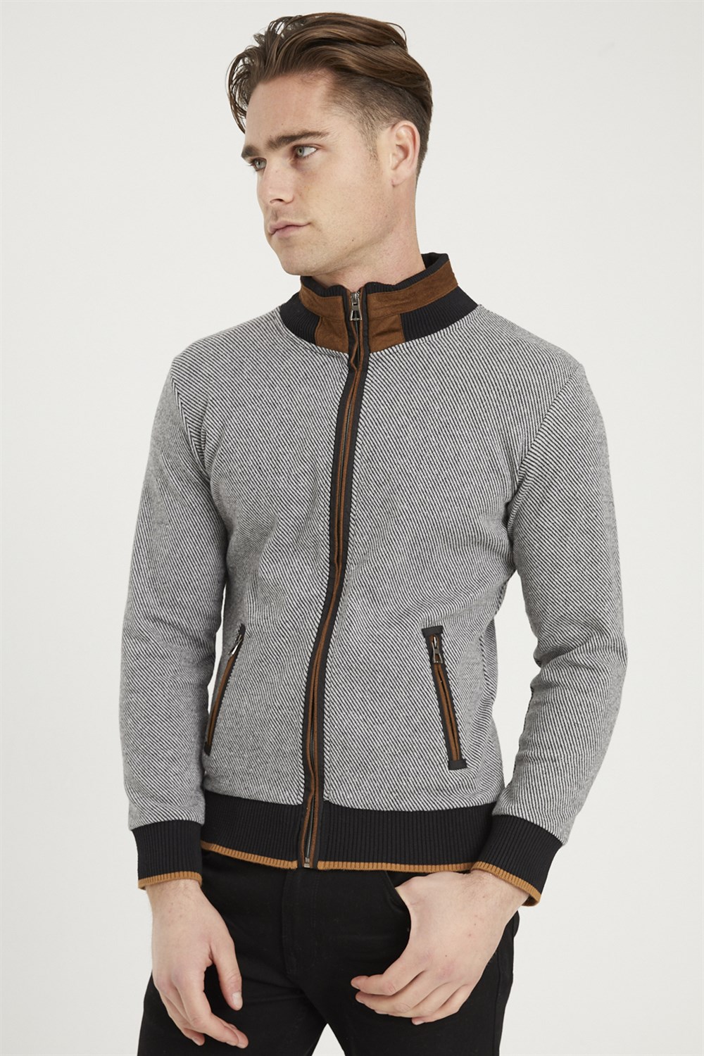 1021 DEWBERRY MEN'S SWEATSHIRT-DIAGONAL BLACK