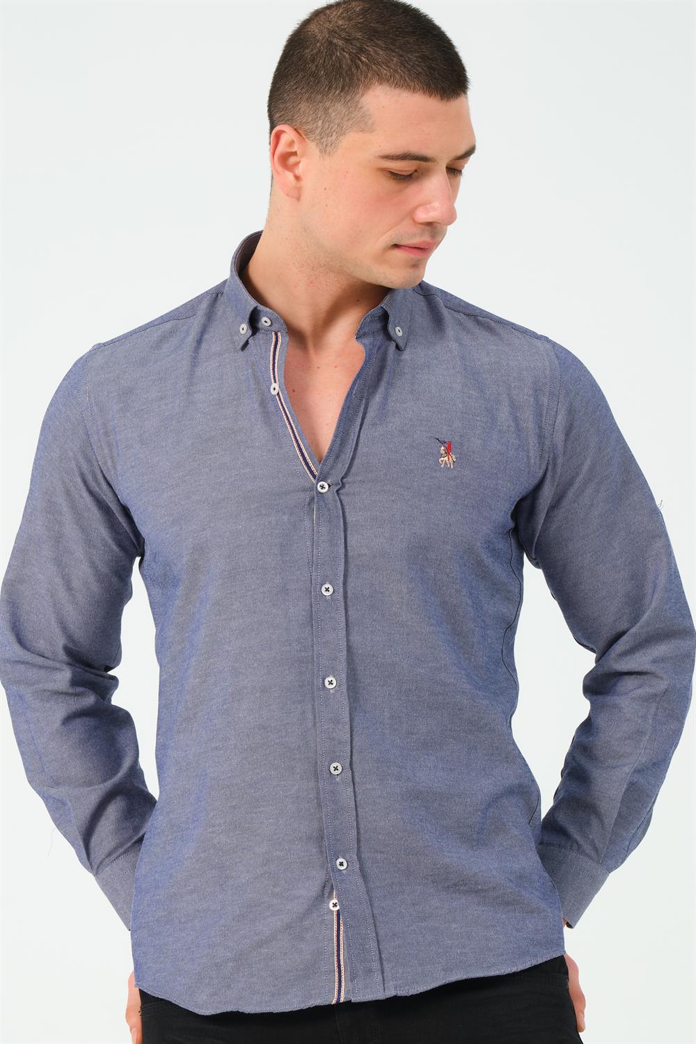 G674 DEWBERRY MEN&#039;S SHIRT-DENIM BLUE-3