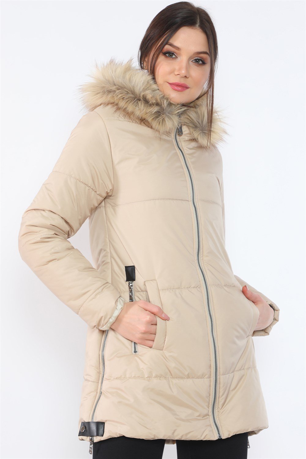 Z6668 DEWBERRY WOMEN'S COAT-BEIGE