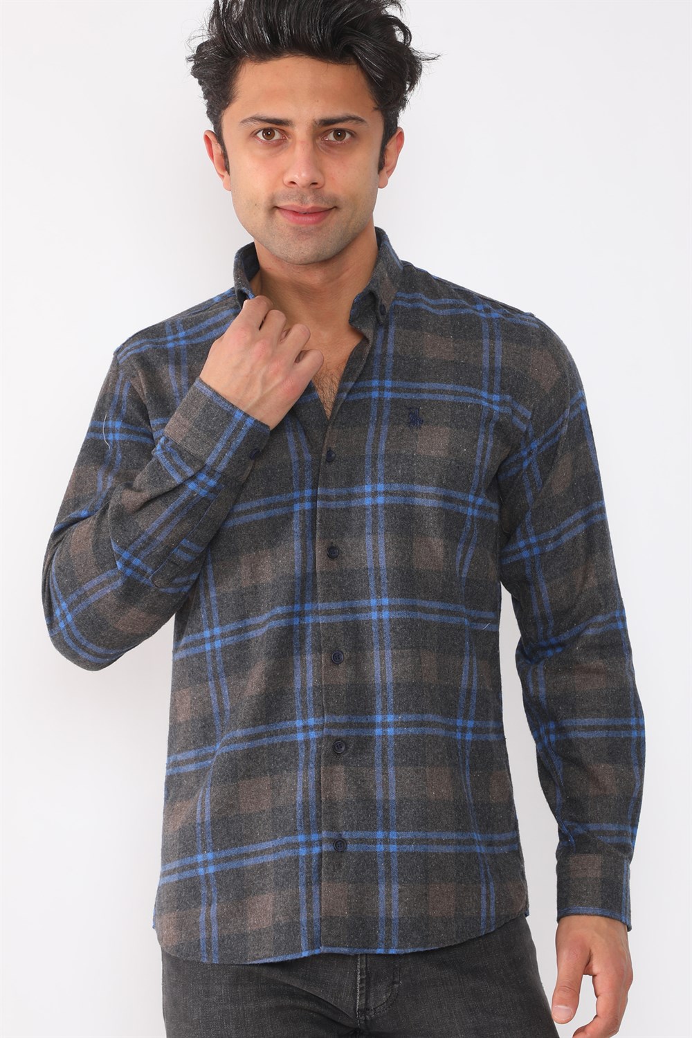 G709 DEWBERRY MEN'S SHIRT-NAVY-BROWN