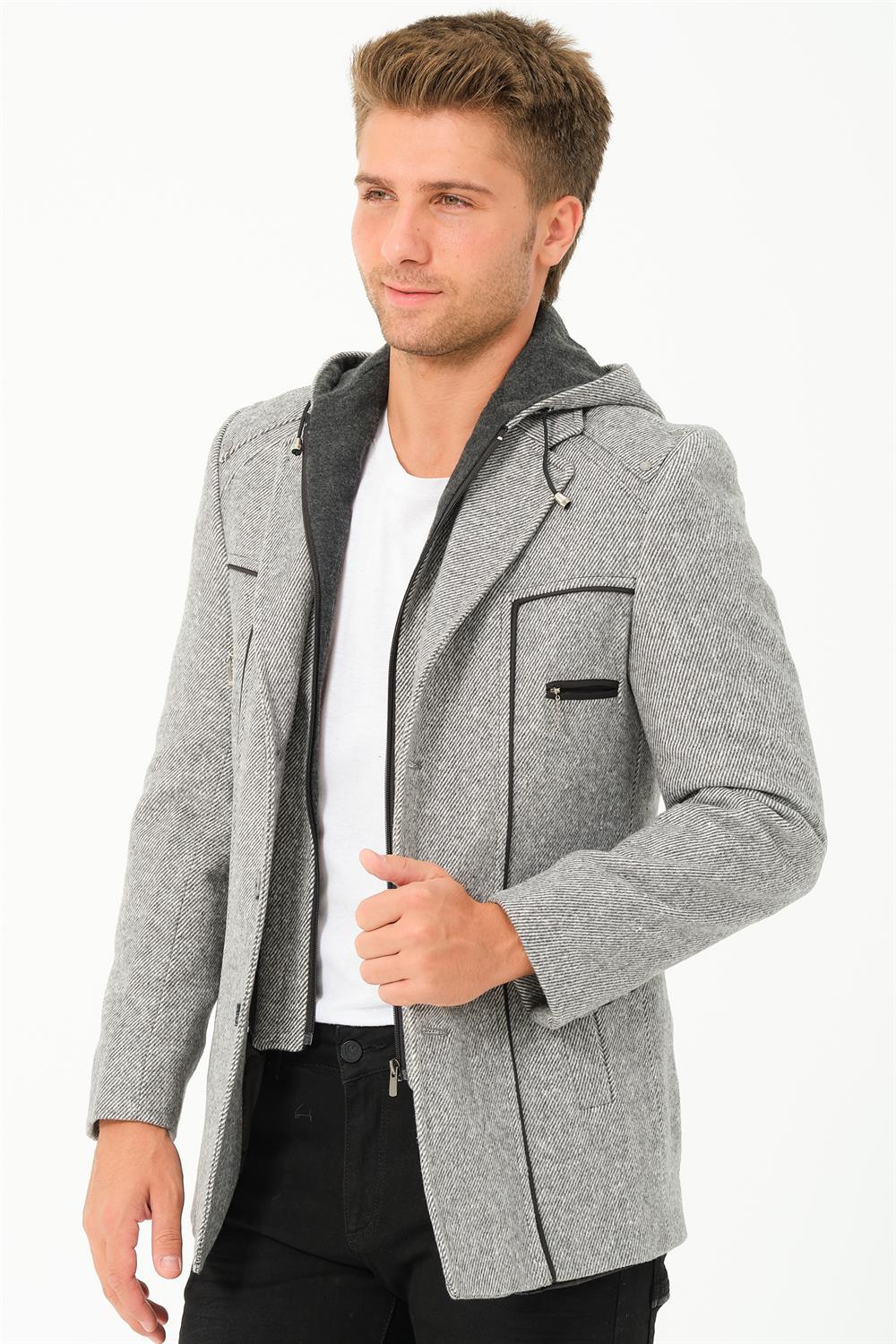 K7532 DEWBERRY MEN'S COAT-DIAGONAL GREY