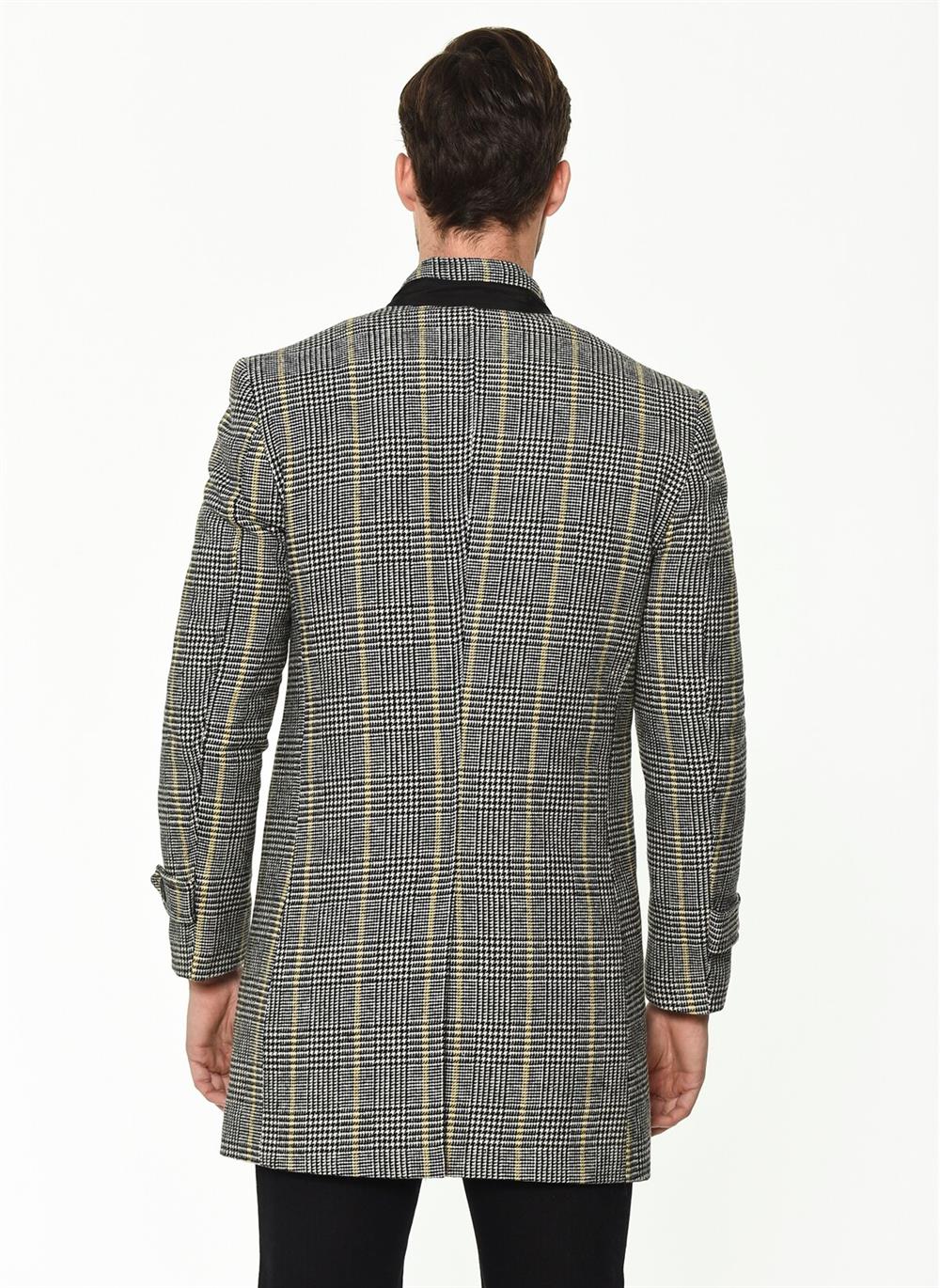 PLT8391 DEWBERRY MEN&#039;S COAT-PLAID GREY