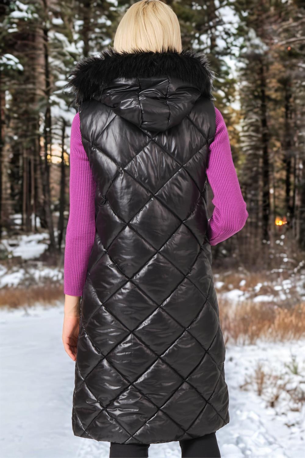 Z6717 DEWBERRY WOMEN'S VEST-DARK BLACK