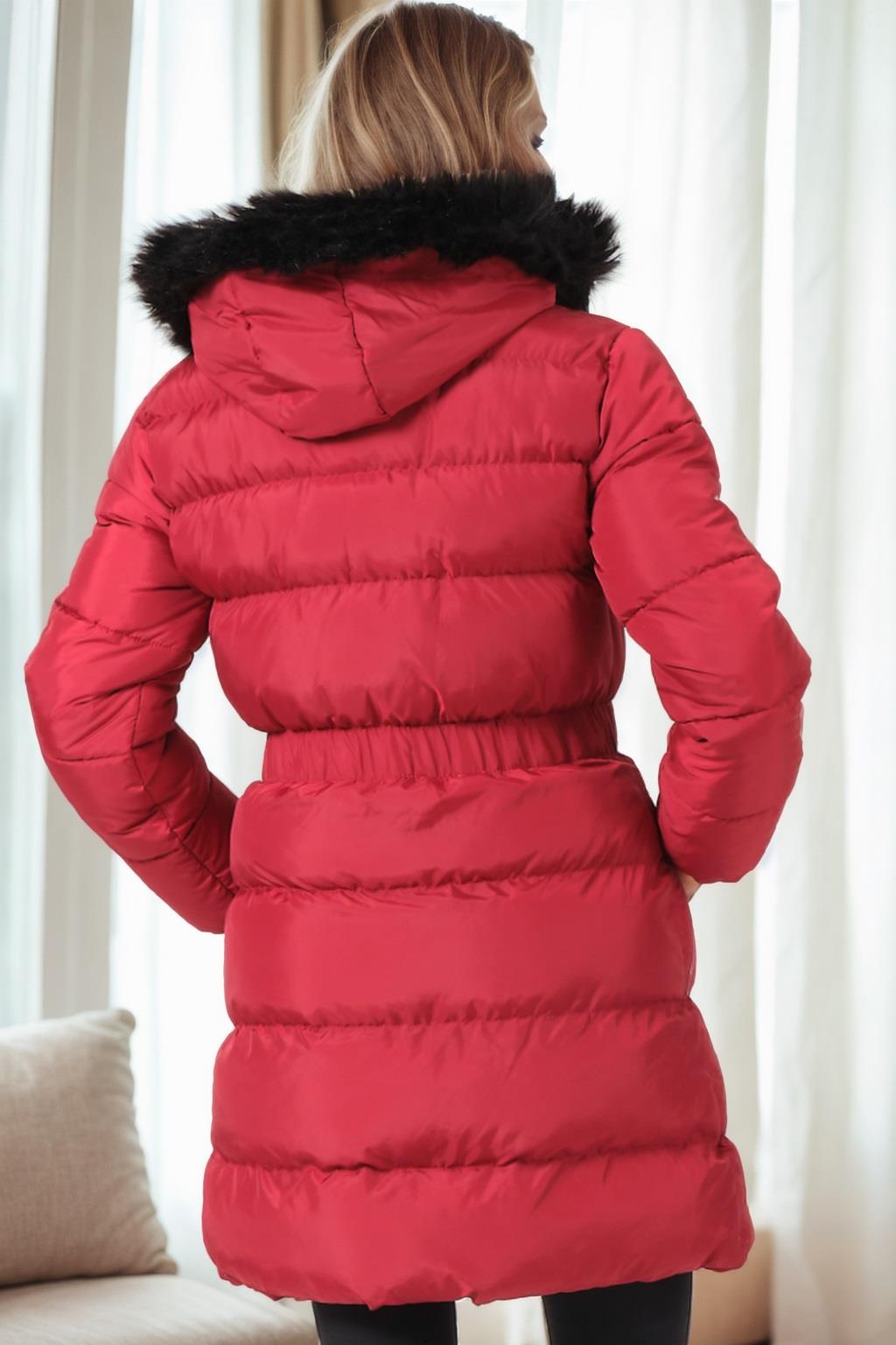 Z6764 DEWBERRY WOMEN'S COAT-BURGUNDY-1