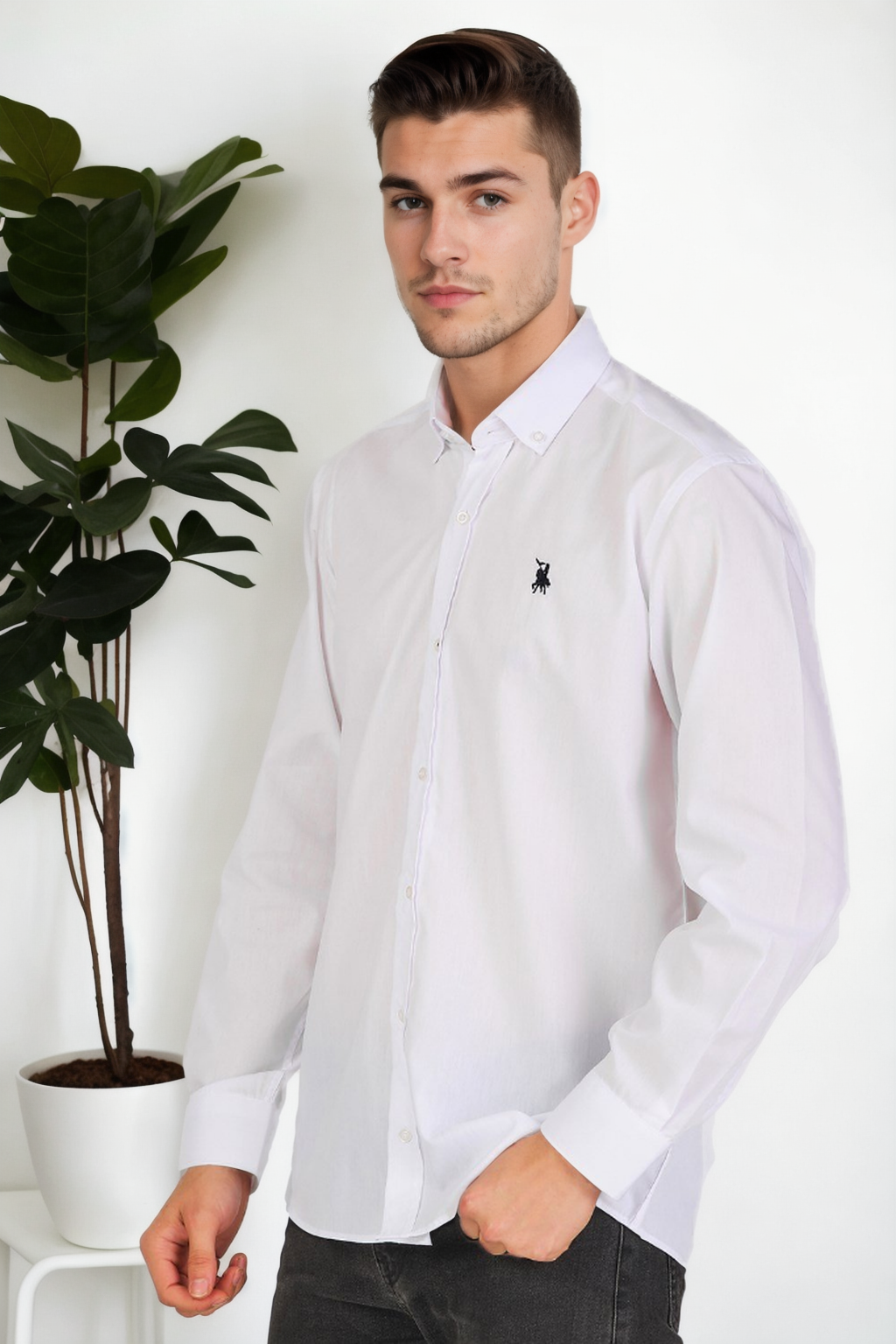 G925 DEWBERRY MEN&#039;S SHIRT-WHITE