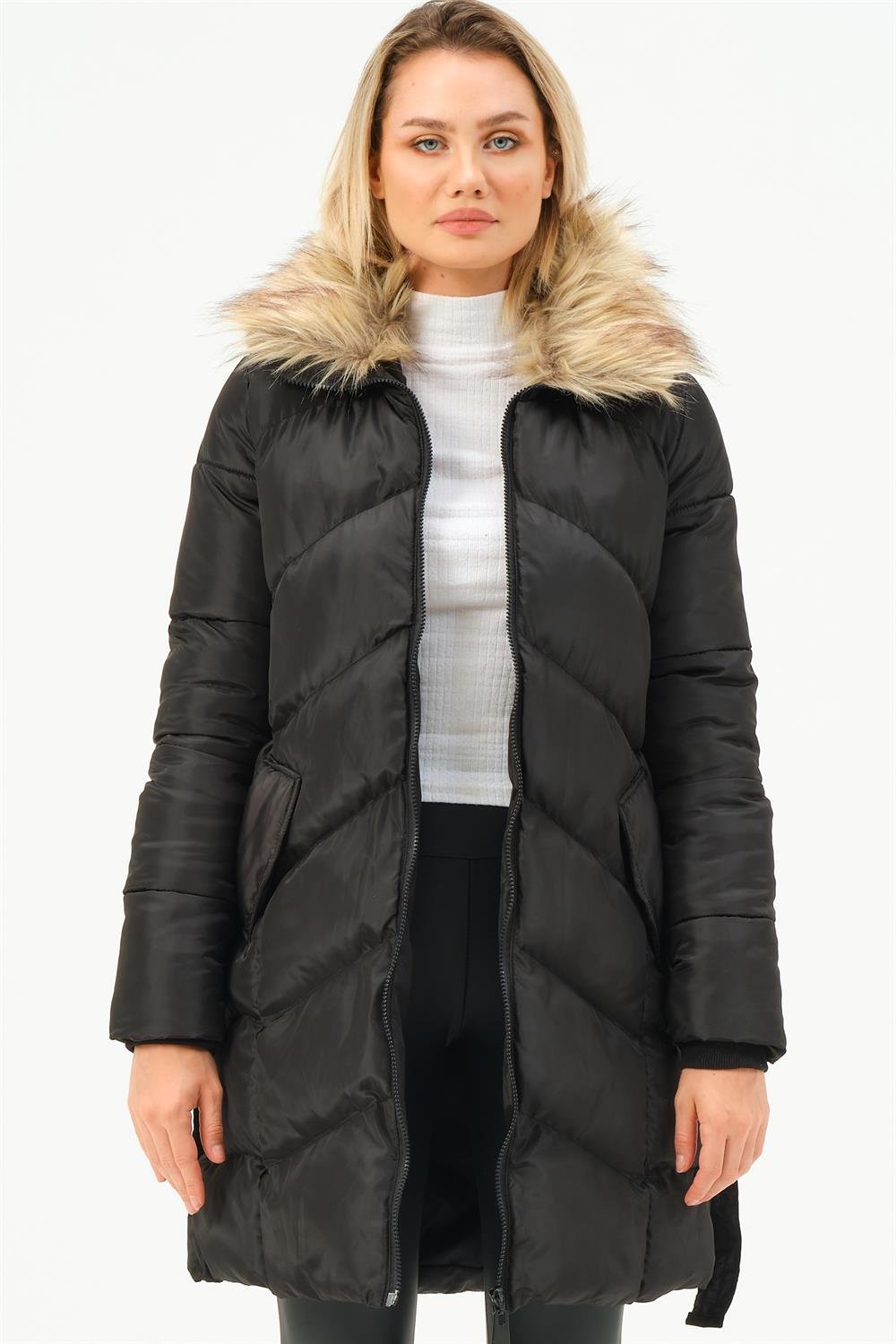 Z6767 DEWBERRY WOMEN'S COAT-BLACK