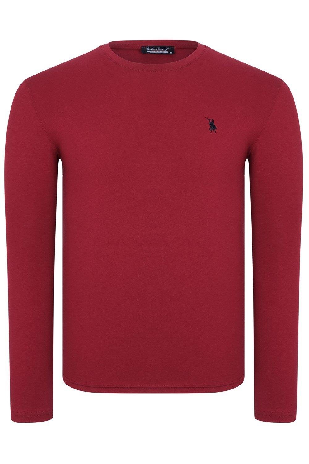 T9588 DEWBERRY BICYCLE COLLAR LONG SLEEVE T-SHIRT-BURGUNDY