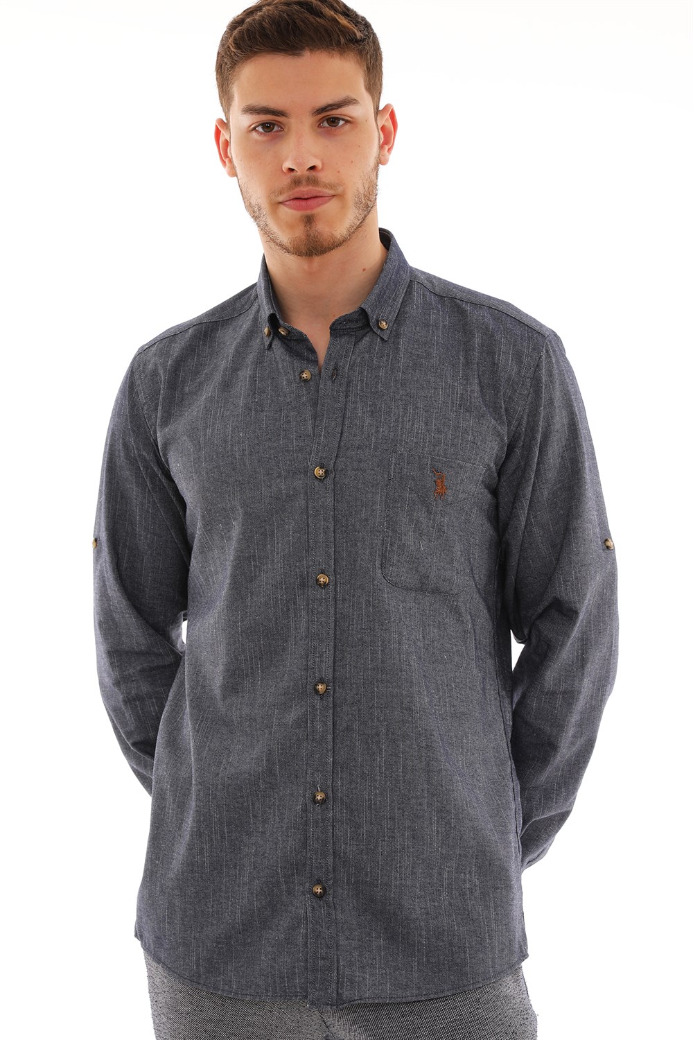 G723 DEWBERRY MEN&#039;S SHIRT-NAVY BLUE