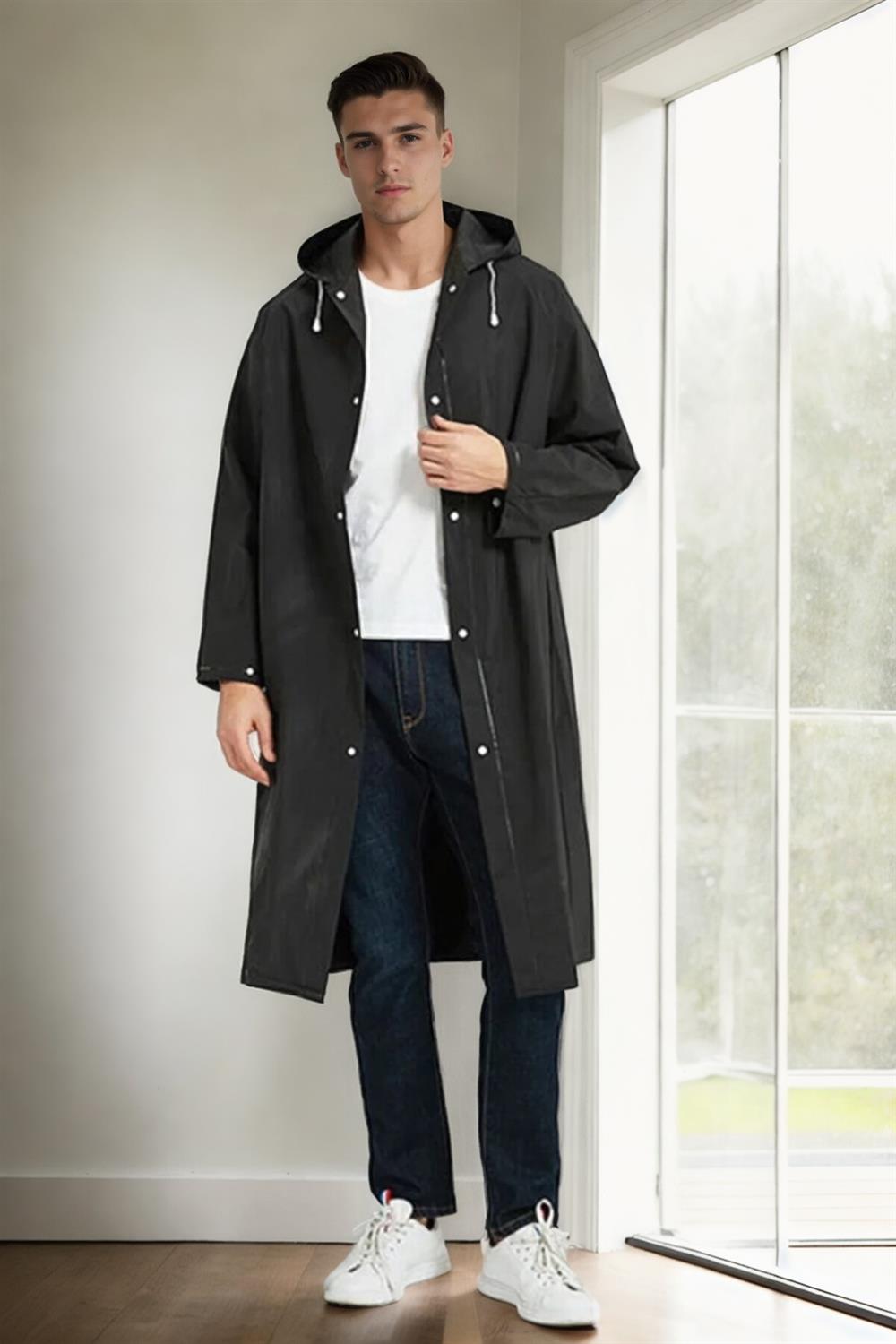 89028 Dewberry Waterproof Windproof Mens Raincoat-BLACK