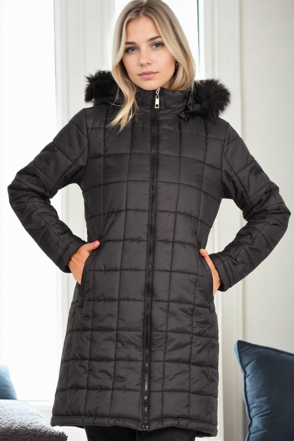 Z9653 DEWBERRY WOMEN'S COAT-BLACK