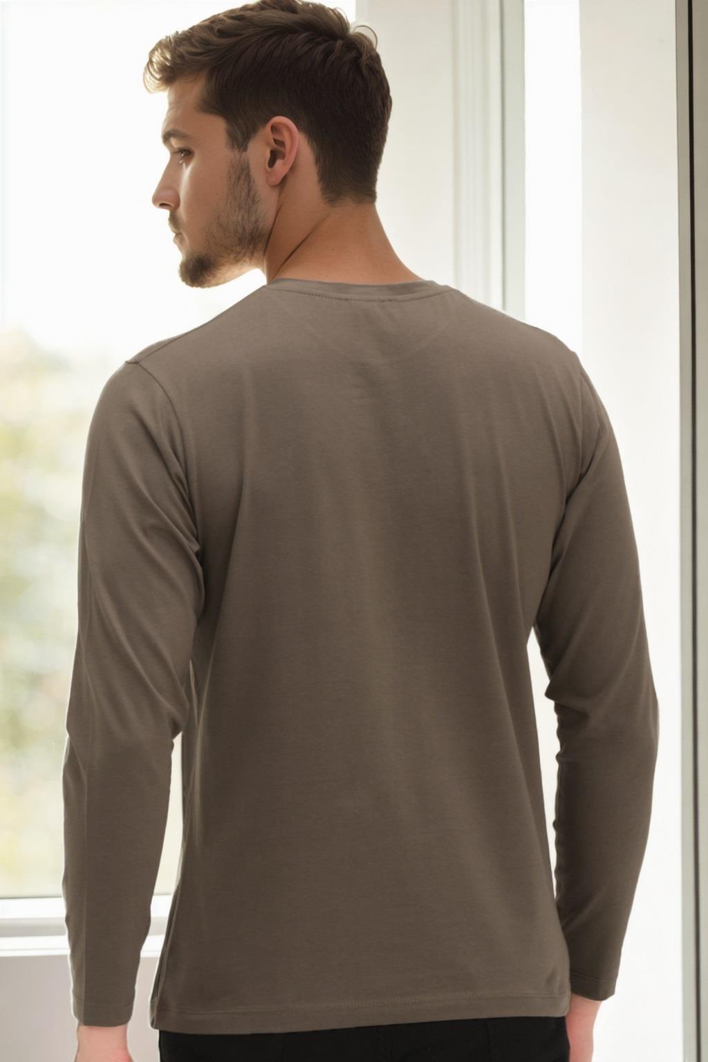 T9588 DEWBERRY BICYCLE COLLAR LONG SLEEVE T-SHIRT-KHAKI