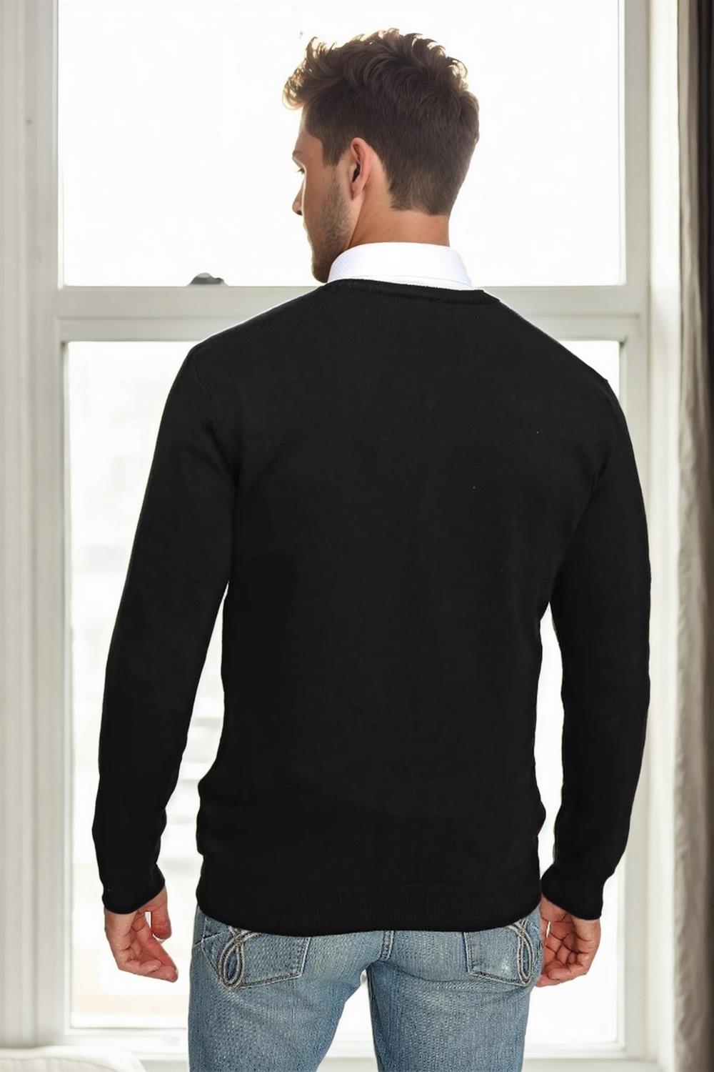 88341 Dewberry V Neck Knitwear Mens Sweater-BLACK