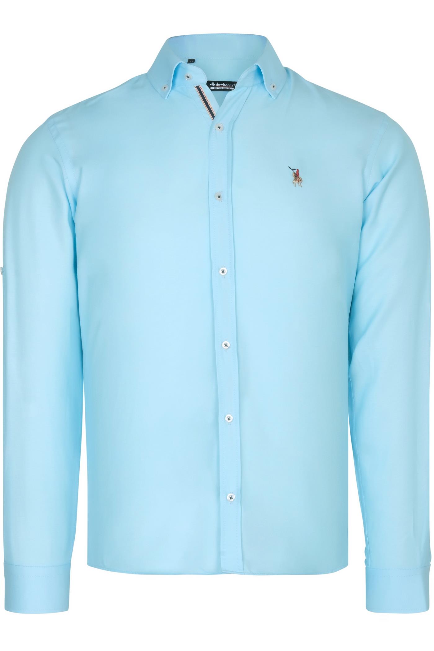 G974 DEWBERRY MEN&#039;S SHIRT-CYAN