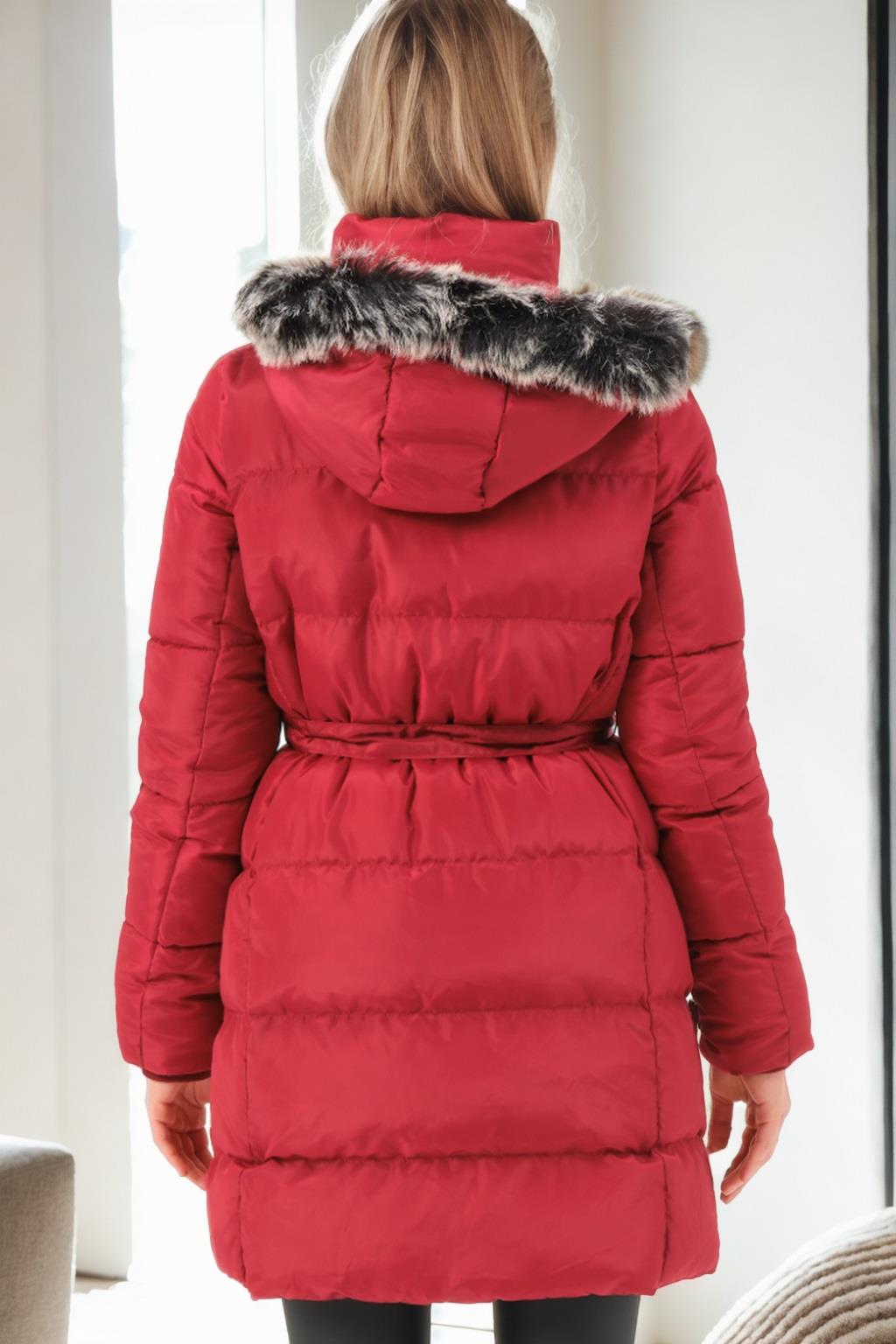 Z6768 DEWBERRY WOMEN'S COAT-BURGUNDY-1