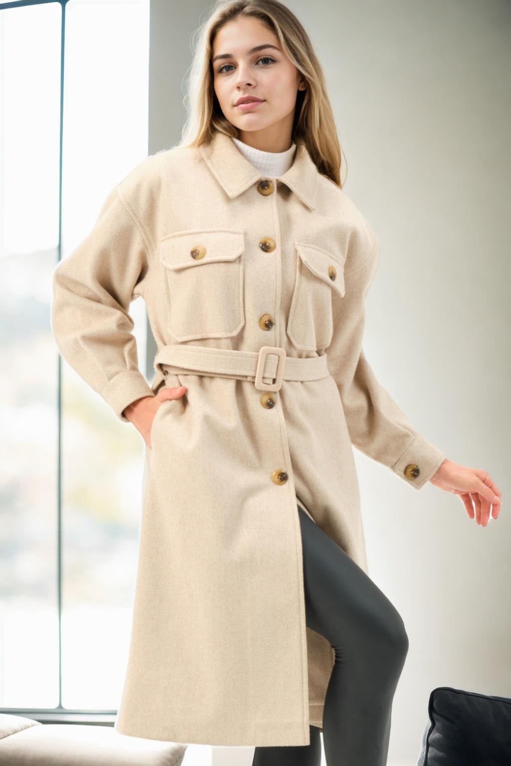 Z6777 DEWBERRY LADIES' COAT-STONE-1