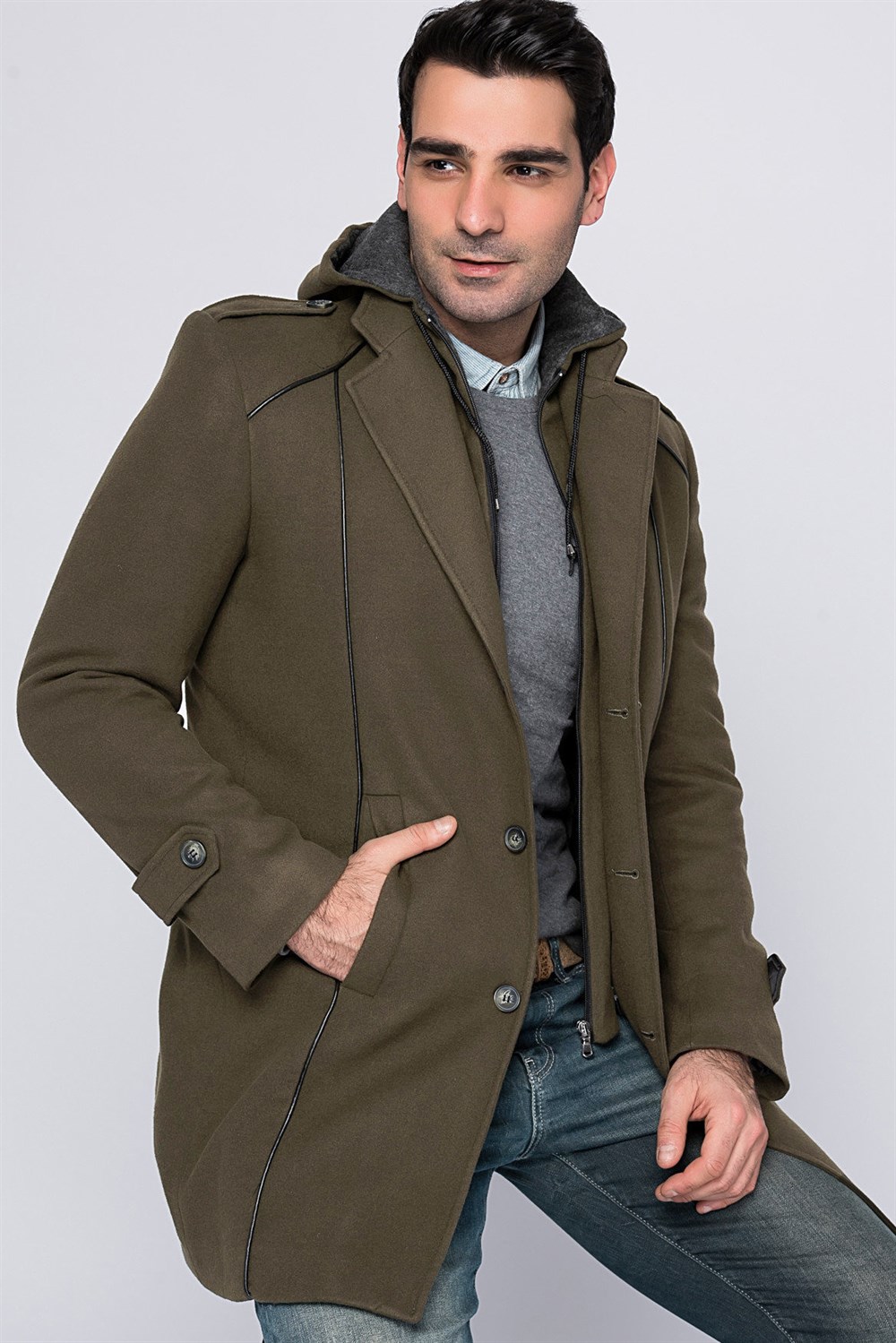 PLT8334 DEWBERRY MEN&#039;S COAT-KHAKI