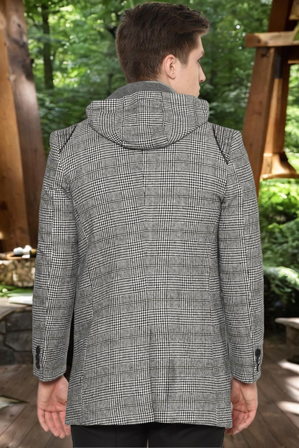 PLT8335 DEWBERRY MEN&#039;S COAT-STRAIGHT PLAID GREY