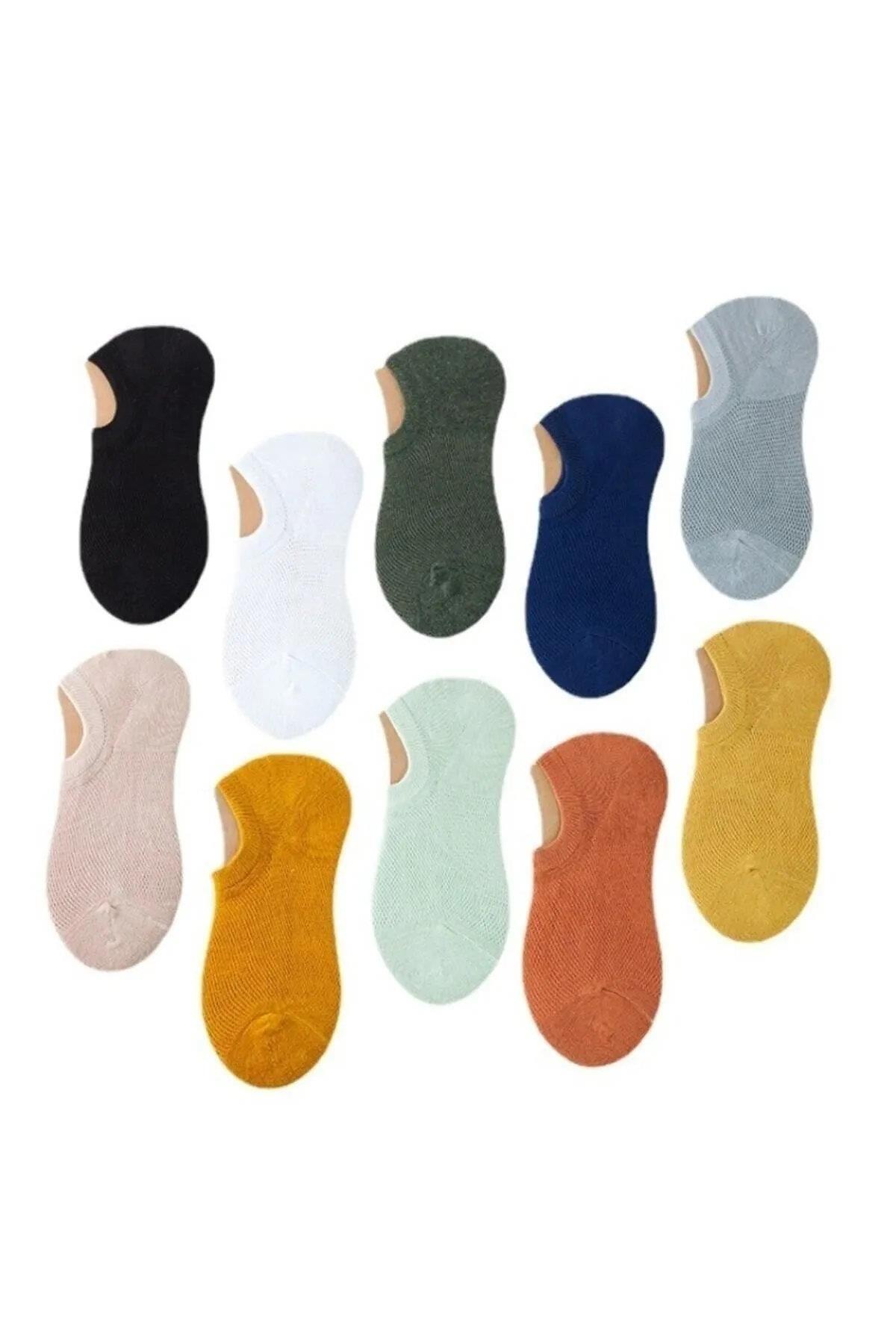 91546 Dewberry Unisex 10-Pack Invisible Sneakers Socks-MULTICOLOR