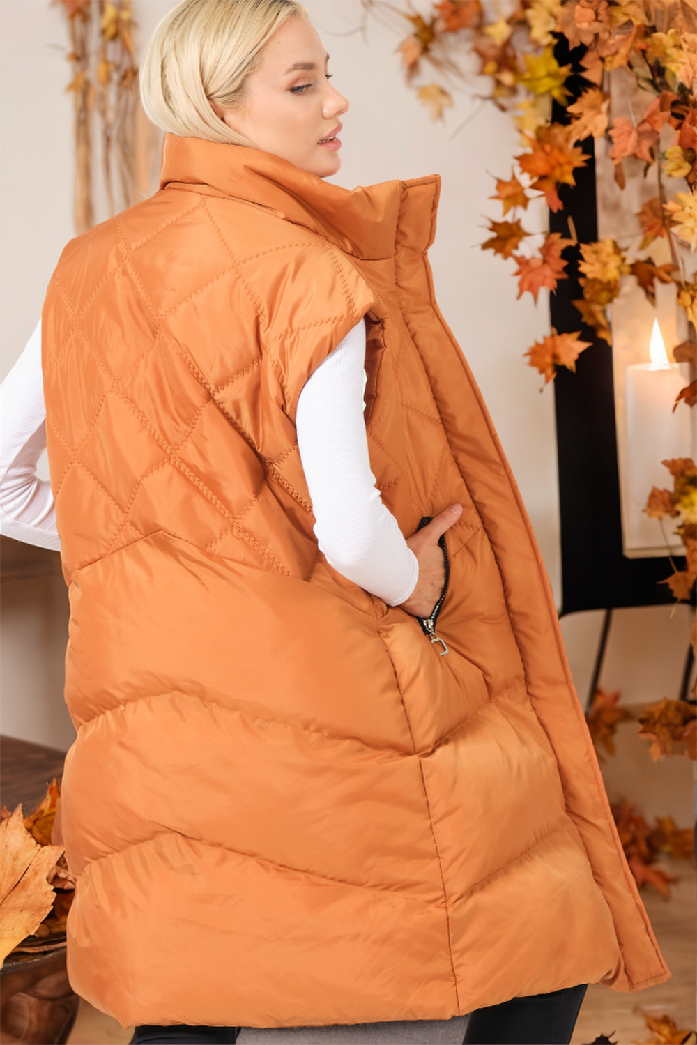 Z6743 DEWBERRY LADIES' VEST-PLAIN CAMEL