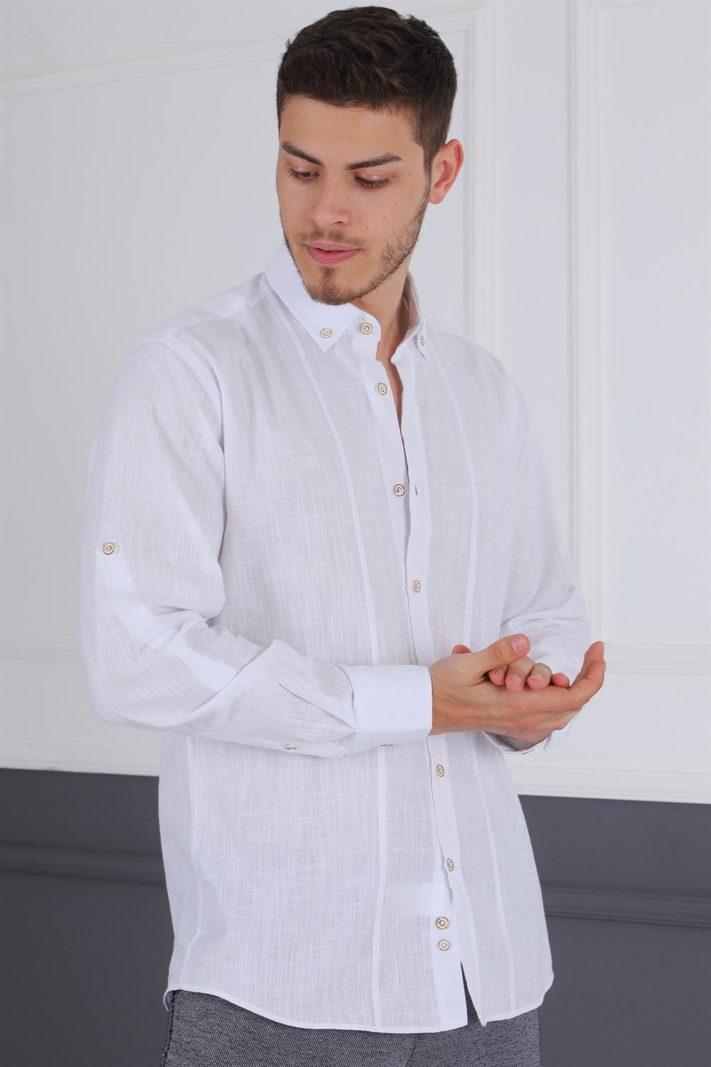 G721 DEWBERRY MEN'S SHIRT-WHITE