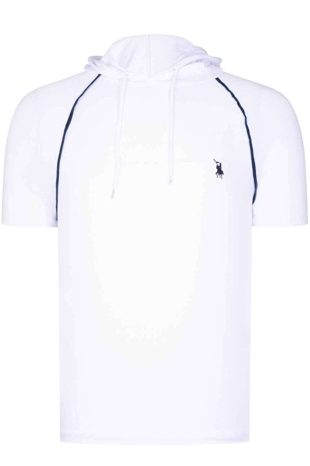 T8570 TRICOU BĂRBĂTESC CU GLUGĂ DEWBERRY-PLAIN WHITE
