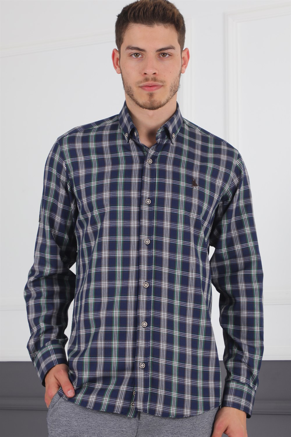 G718 DERBERRY MEN&#039;S SHIRT-NAVY BLUE